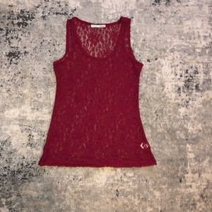 Maurices Maroon Lace Tank Top, size Medium